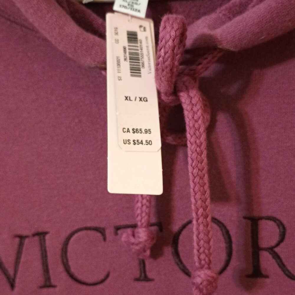 NWT ~ Victoria Secret Long Hooded Pullover Sweatshirt with Pockets  (Size:  XL) - Picture 7 of 7